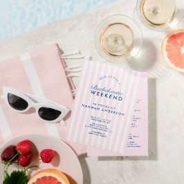 Retro Modernes Vintag rosa Bachelorette Wochenende Einladung