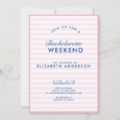 Retro Modernes Vintag rosa Bachelorette Wochenende Einladung (Vorderseite)