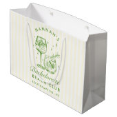 Retro Modernes Vintages grünes Bachelorette Große Geschenktüte (Rückseite Schrägansicht)