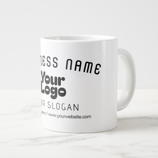 Retro-Modernes Weiß und Schwarz-Logo hochladen (ed Jumbo-Tasse (Vorderseite Rechts)