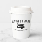 Retro-Modernes Weiß und Schwarz-Logo hochladen (ed Pappbecher (Rückseite)