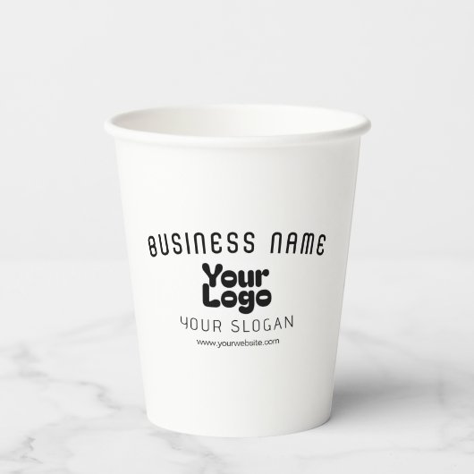 Retro-Modernes Weiß und Schwarz-Logo hochladen (ed Pappbecher (Rückseite)