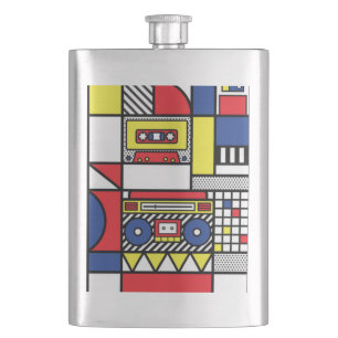 Retro-Modernistischer Bauhaus-Boombox-Geometrische Flachmann