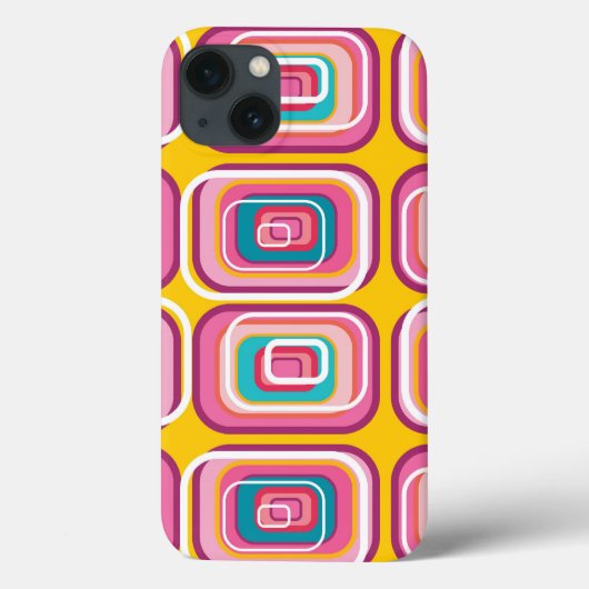 Retro-modische, funky pinke Quadrate Case-Mate iPhone Hülle (Rückseite)