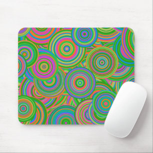Retro-Modus abstrakte Kreise, Grün und Orange-Rot Mousepad