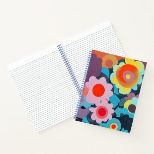 Retro-Modus-Blumen  Notizblock
