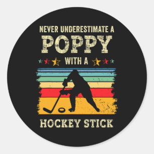 Retro Mohn Hockey-Geschenk Eishockeyspieler Torwar Runder Aufkleber