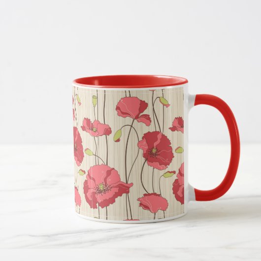 Retro-Mohn-Muster Tasse (Rechts)