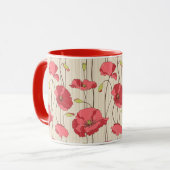 Retro-Mohn-Muster Tasse (Vorderseite Links)