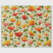 Retro Mohnblumen Geschenkpapier (Flach)