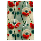 Retro Mohnblumen Mittlere Geschenktüte (Rückseite)