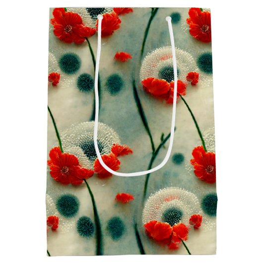 Retro Mohnblumen  Mittlere Geschenktüte (Rückseite)