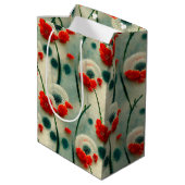 Retro Mohnblumen Mittlere Geschenktüte (Rückseite Schrägansicht)