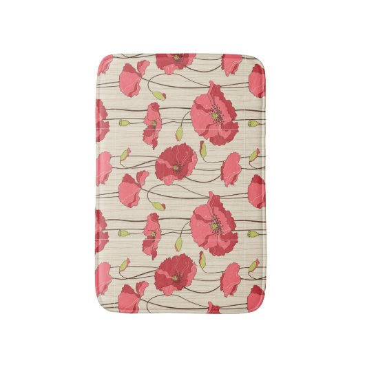 Retro Mohnblumen-Muster Badematte (Vorderseite Vertikal)