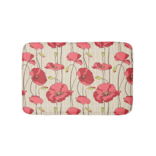 Retro Mohnblumen-Muster Badematte