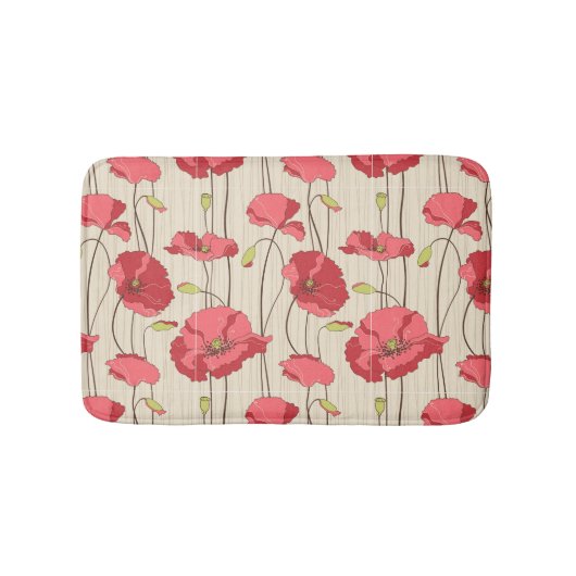 Retro Mohnblumen-Muster Badematte (Vorderseite)