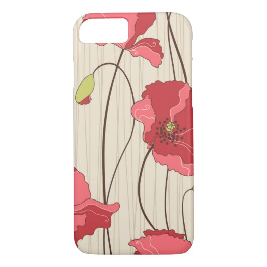 Retro Mohnblumen-Muster Case-Mate iPhone Hülle (Rückseite)