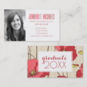 Retro Mohnblumen-Muster des Foto-Abschluss-| Telefonnummerkarte (Vorne/Hinten)