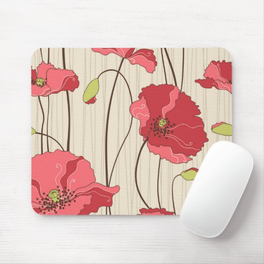 Retro Mohnblumen-Muster Mousepad (Mit Mouse)