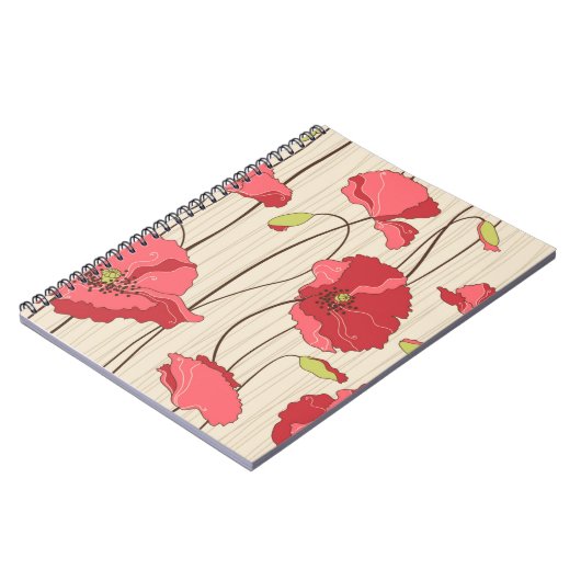 Retro Mohnblumen-Muster Notizblock (Linke Seite)