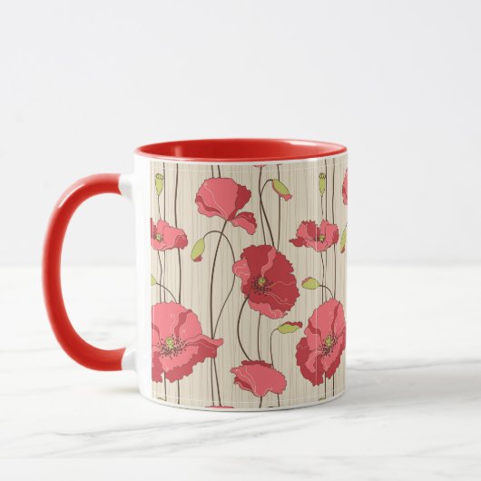 Retro Mohnblumen-Muster Tasse (Links)