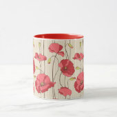 Retro Mohnblumen-Muster Tasse (Zentrum)