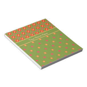 Retro Mohnblumen und Punkte Notizblock oder Notizb