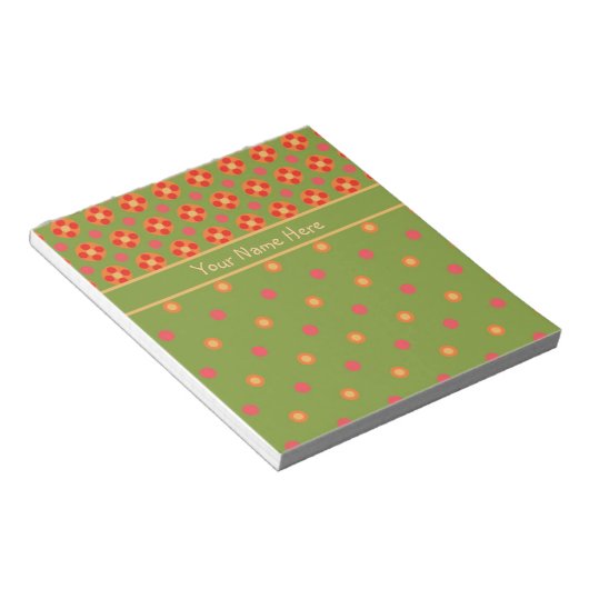 Retro Mohnblumen und Punkte Notizblock oder Notizb (angewinkelt)