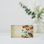 Retro Mohnblumen Visitenkarte (Stehend Vorderseite)