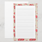 Retro-Mohnmuster Briefpapier (Vorne/Hinten)