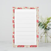 Retro-Mohnmuster Briefpapier (Stehend Vorderseite)