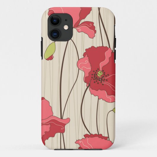 Retro-Mohnmuster Case-Mate iPhone Hülle (Rückseite)
