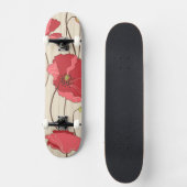 Retro-Mohnmuster Skateboard (Vorderseite)