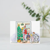 Retro Mommy Kissing Santa Claus Feiertagspostkarte (Stehend Vorderseite)