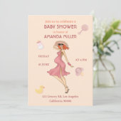 Retro Mommy Redhead 2 Baby Dusche Party Einladung (Stehend Vorderseite)