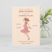 Retro Mommy Redhead Baby Dusche Party Einladung (Stehend Vorderseite)