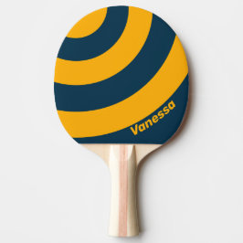 Retro mondbeschienene Flut Drei Kreisstreifen mit Tischtennis Schläger