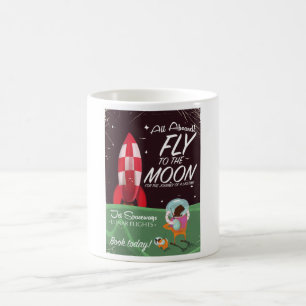 Retro-Mondflug-Cartoon-Reiseposter Kaffeetasse