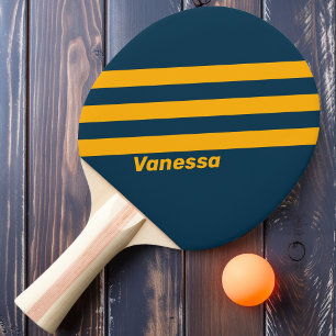 Retro Mondlicht Gezeiten Drei Streifen mit Namen Tischtennis Schläger