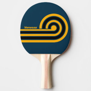 Retro Mondlicht-Tiden-Curl-Streifen mit Namen Tischtennis Schläger