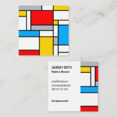 Retro Mondrian Style Color-Zusammensetzung Quadratische Visitenkarte (Vorne/Hinten)