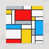 Retro Mondrian Style Color-Zusammensetzung Quadratische Visitenkarte (Vorderseite)