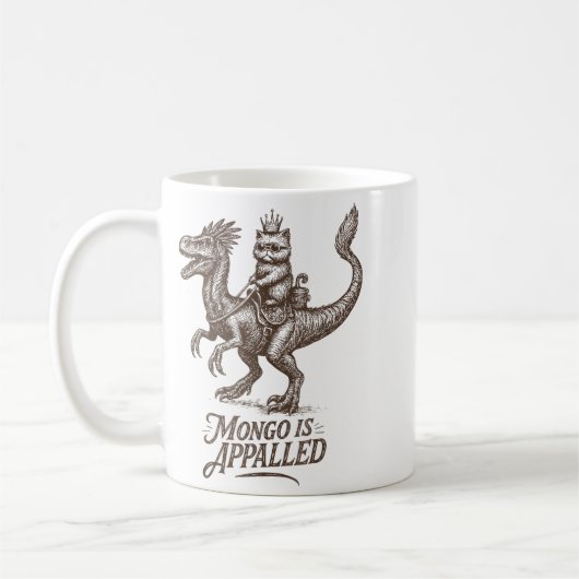 Retro Mongo Is Appalled Princess Cat Riding Dinosa Kaffeetasse (Links)