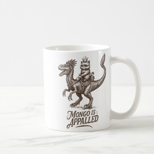 Retro Mongo Is Appalled Princess Cat Riding Dinosa Kaffeetasse (Rechts)