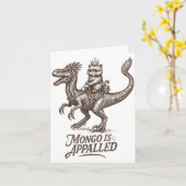 Retro Mongo Is Appalled Princess Cat Riding Dinosa Karte (Gelbe Blume)