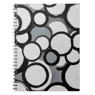 Retro-Monochrom-Kreise-Notizbuch Notizblock