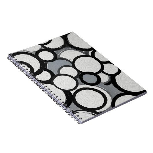 Retro Monochrome Circles-Notebook Notizblock (Rechte Seite)