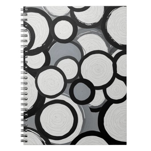 Retro Monochrome Circles-Notebook Notizblock (Vorderseite)