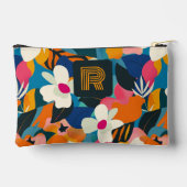 Retro Monogram 70er Boho Modernes Blumenmuster Zubehörtasche (Rückseite)