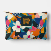 Retro Monogram 70er Boho Modernes Blumenmuster Zubehörtasche (Vorderseite)